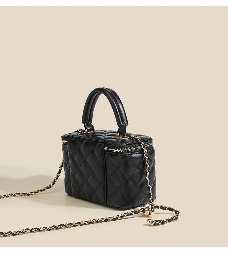 Mini Square Tweed Style Box Bag Chain True Leather 2022 New Women's Crossbody Summer Bag Soft Fashion Wristlet