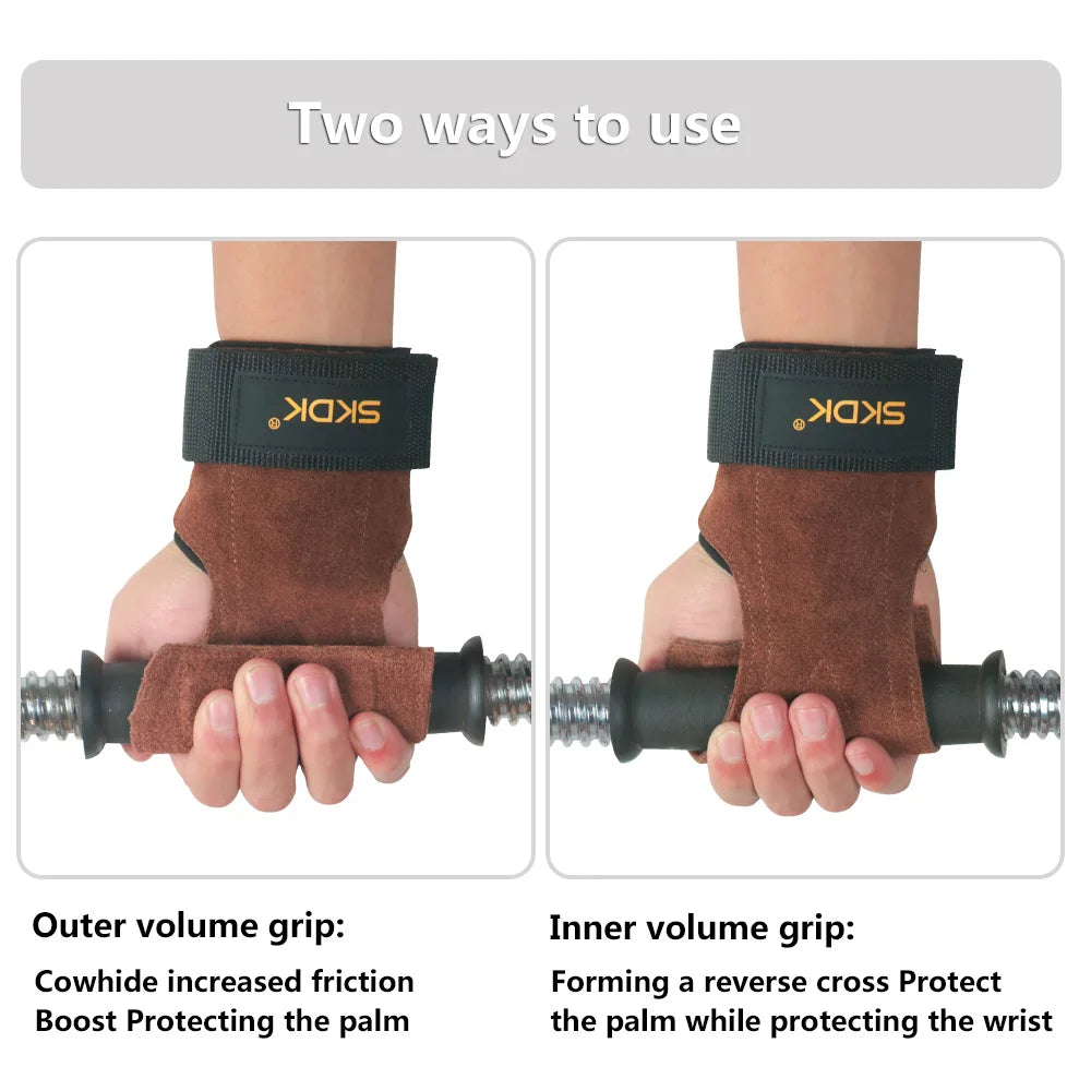 🥇 Leather Gym Grips – Premium Wrist Support for Weightlifting & Fitness