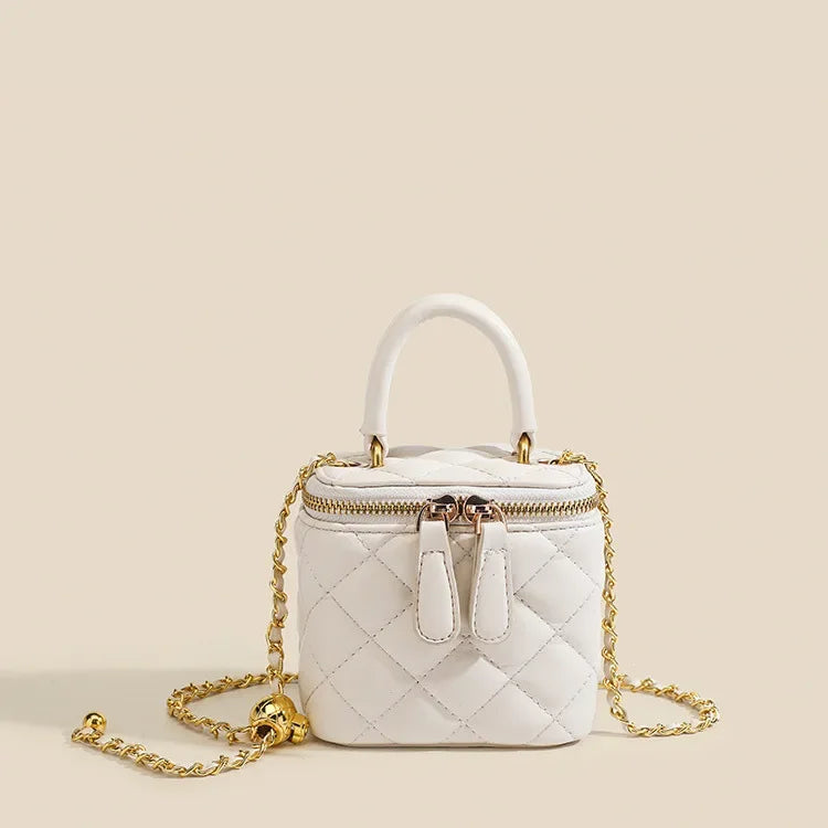 Mini Square Tweed Style Box Bag Chain True Leather 2022 New Women's Crossbody Summer Bag Soft Fashion Wristlet