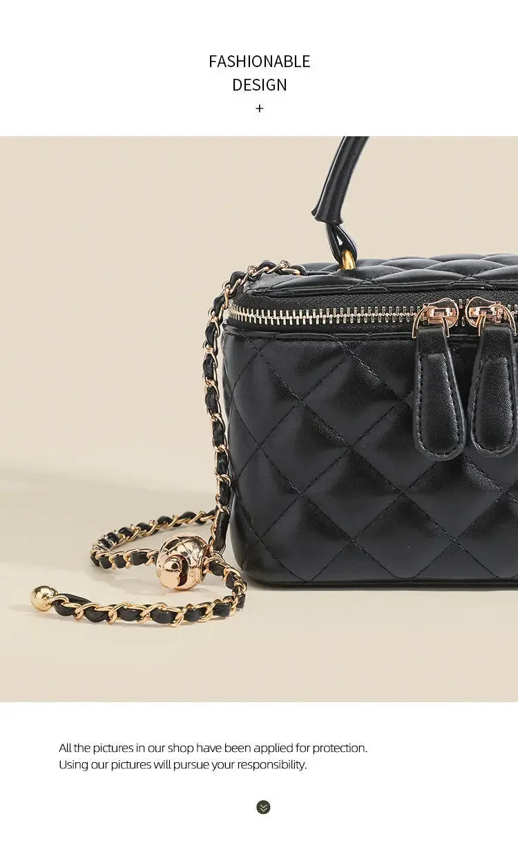 Mini Square Tweed Style Box Bag Chain True Leather 2022 New Women's Crossbody Summer Bag Soft Fashion Wristlet