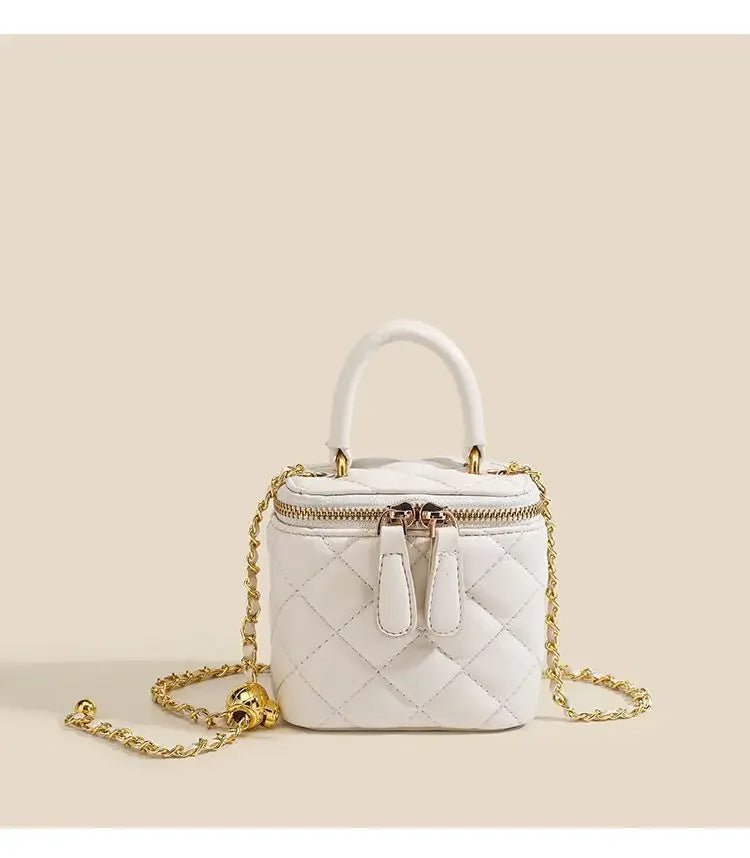 Mini Square Tweed Style Box Bag Chain True Leather 2022 New Women's Crossbody Summer Bag Soft Fashion Wristlet