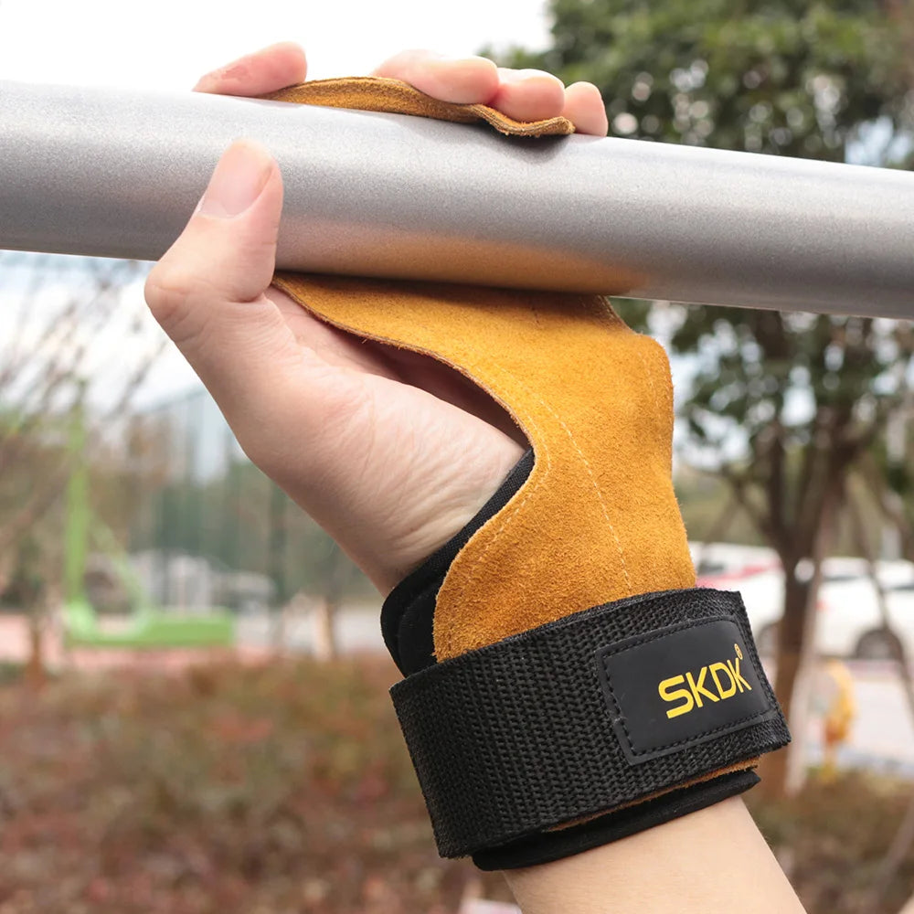🥇 Leather Gym Grips – Premium Wrist Support for Weightlifting & Fitness