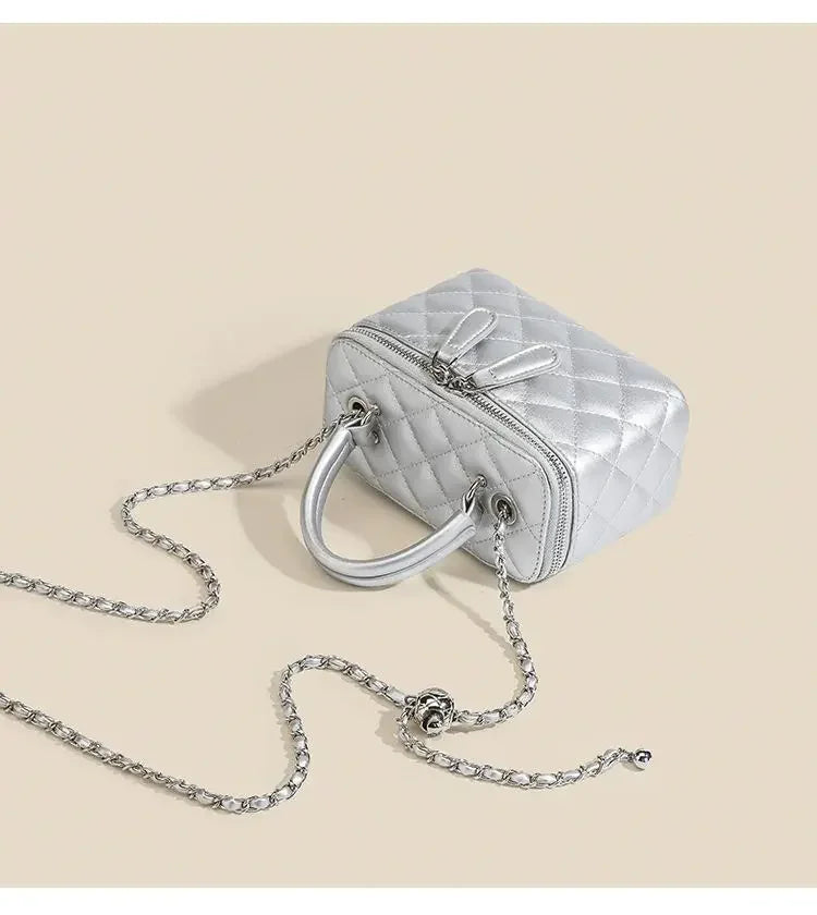 Mini Square Tweed Style Box Bag Chain True Leather 2022 New Women's Crossbody Summer Bag Soft Fashion Wristlet