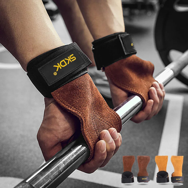 🥇 Leather Gym Grips – Premium Wrist Support for Weightlifting & Fitness