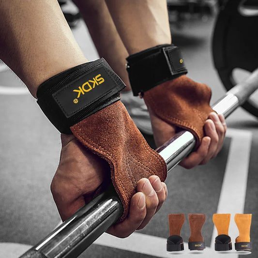🥇 Leather Gym Grips – Premium Wrist Support for Weightlifting & Fitness