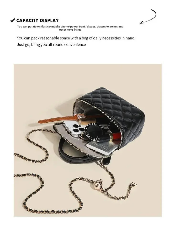 Mini Square Tweed Style Box Bag Chain True Leather 2022 New Women's Crossbody Summer Bag Soft Fashion Wristlet