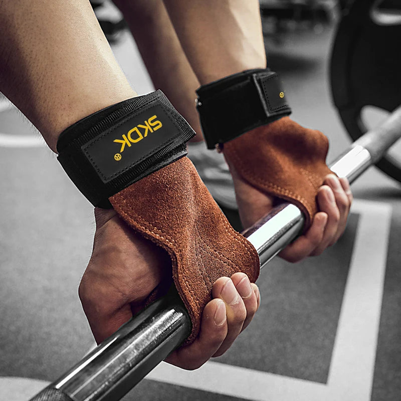 🥇 Leather Gym Grips – Premium Wrist Support for Weightlifting & Fitness
