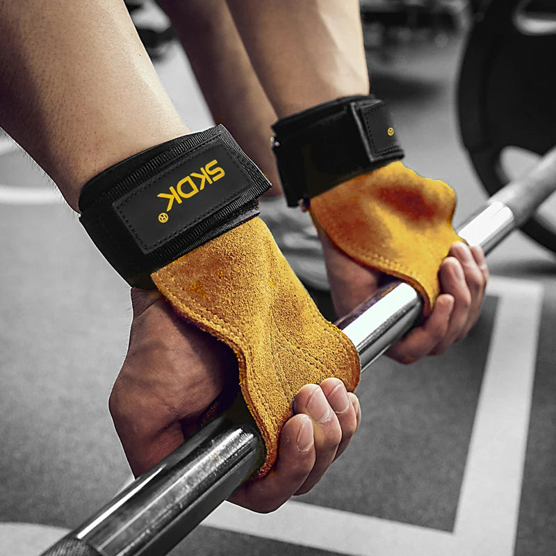 🥇 Leather Gym Grips – Premium Wrist Support for Weightlifting & Fitness