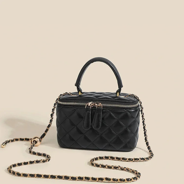 Mini Square Tweed Style Box Bag Chain True Leather 2022 New Women's Crossbody Summer Bag Soft Fashion Wristlet