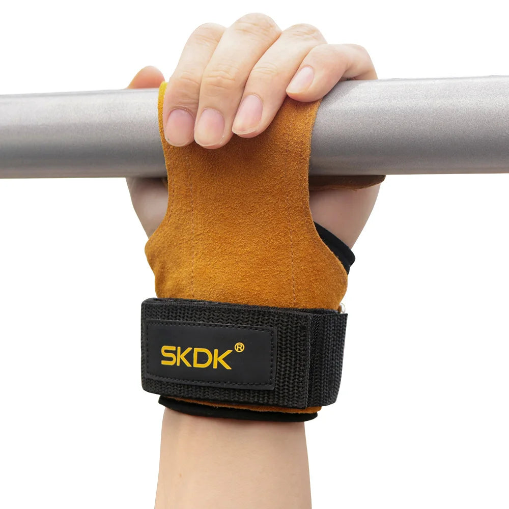 🥇 Leather Gym Grips – Premium Wrist Support for Weightlifting & Fitness