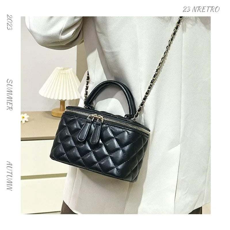 Mini Square Tweed Style Box Bag Chain True Leather 2022 New Women's Crossbody Summer Bag Soft Fashion Wristlet