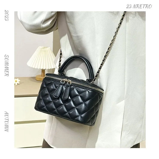 Mini Square Tweed Style Box Bag Chain True Leather 2022 New Women's Crossbody Summer Bag Soft Fashion Wristlet