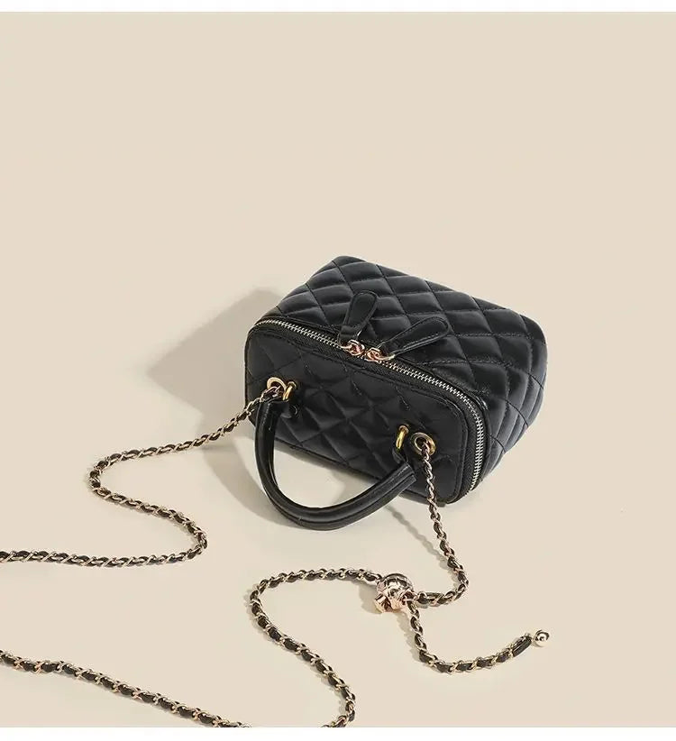 Mini Square Tweed Style Box Bag Chain True Leather 2022 New Women's Crossbody Summer Bag Soft Fashion Wristlet