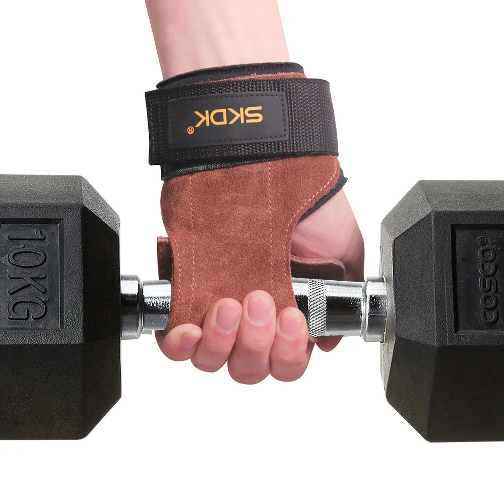 🥇 Leather Gym Grips – Premium Wrist Support for Weightlifting & Fitness