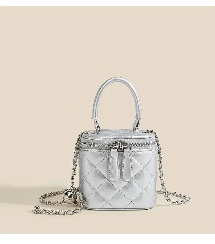 Mini Square Tweed Style Box Bag Chain True Leather 2022 New Women's Crossbody Summer Bag Soft Fashion Wristlet