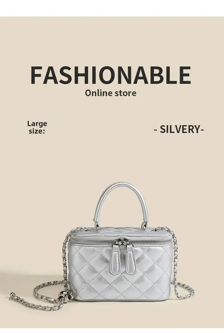 Mini Square Tweed Style Box Bag Chain True Leather 2022 New Women's Crossbody Summer Bag Soft Fashion Wristlet