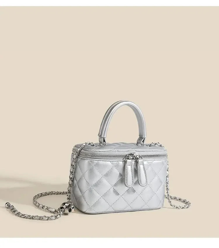 Mini Square Tweed Style Box Bag Chain True Leather 2022 New Women's Crossbody Summer Bag Soft Fashion Wristlet