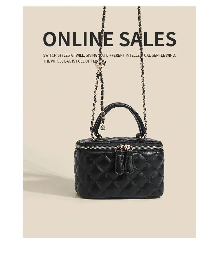 Mini Square Tweed Style Box Bag Chain True Leather 2022 New Women's Crossbody Summer Bag Soft Fashion Wristlet