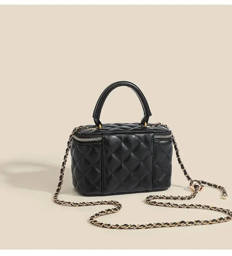 Mini Square Tweed Style Box Bag Chain True Leather 2022 New Women's Crossbody Summer Bag Soft Fashion Wristlet