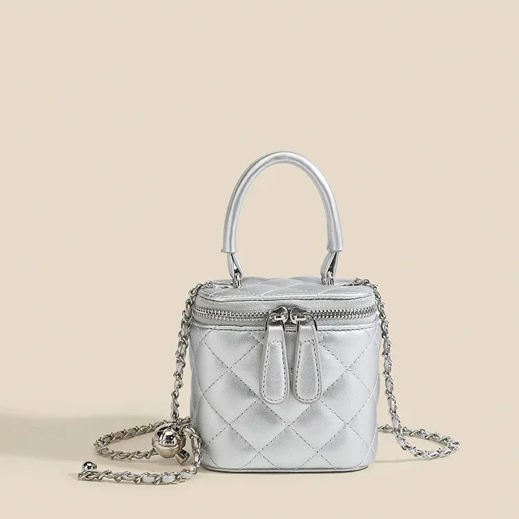 Mini Square Tweed Style Box Bag Chain True Leather 2022 New Women's Crossbody Summer Bag Soft Fashion Wristlet