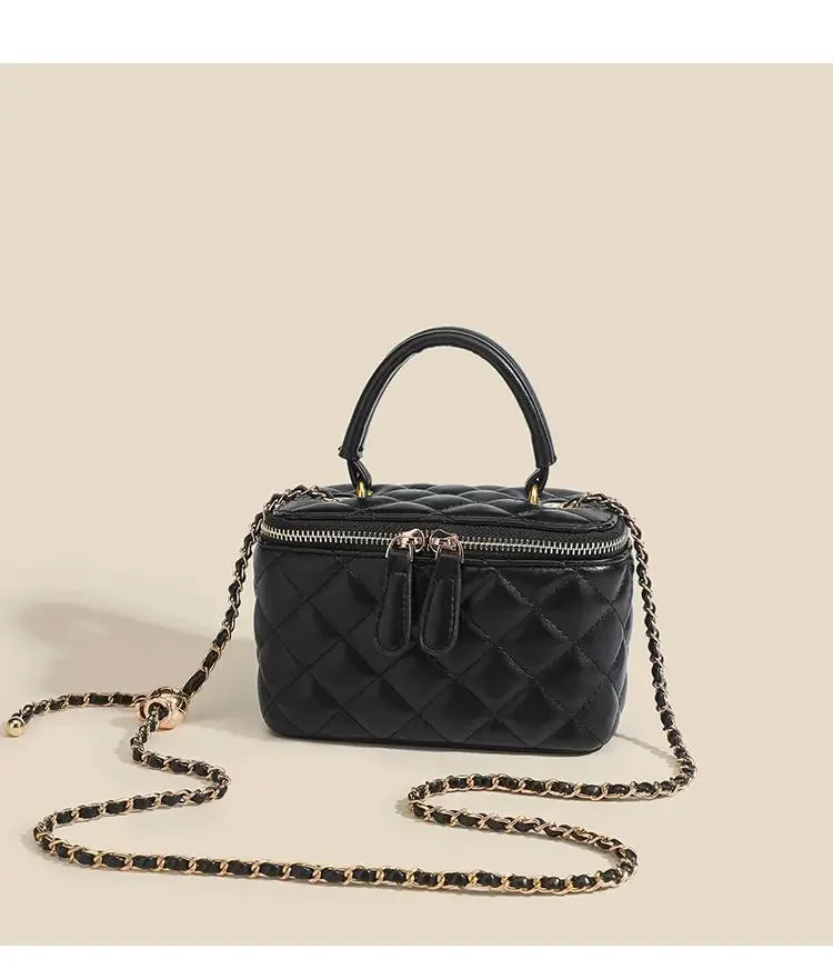 Mini Square Tweed Style Box Bag Chain True Leather 2022 New Women's Crossbody Summer Bag Soft Fashion Wristlet