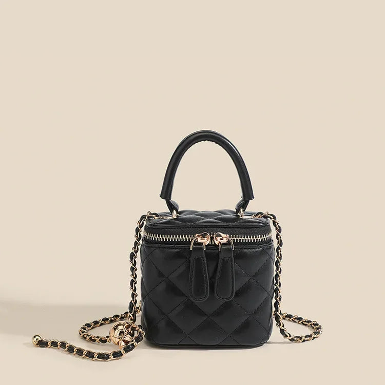 Mini Square Tweed Style Box Bag Chain True Leather 2022 New Women's Crossbody Summer Bag Soft Fashion Wristlet