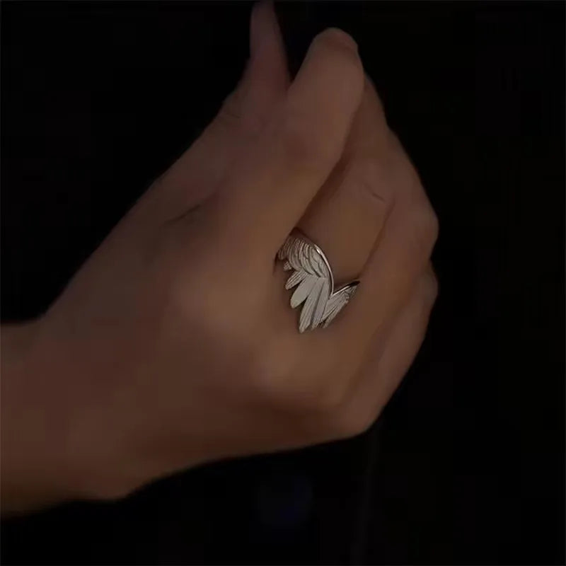 Retro Angel Wings Ring – Vintage Silver Adjustable Ring for Men & Women