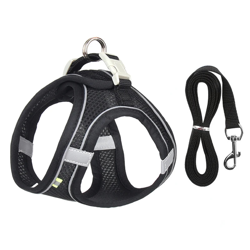 “Soft & Comfy Dog Harness Leash Set – Adjustable No-Pull Design for Small & Medium Pets”