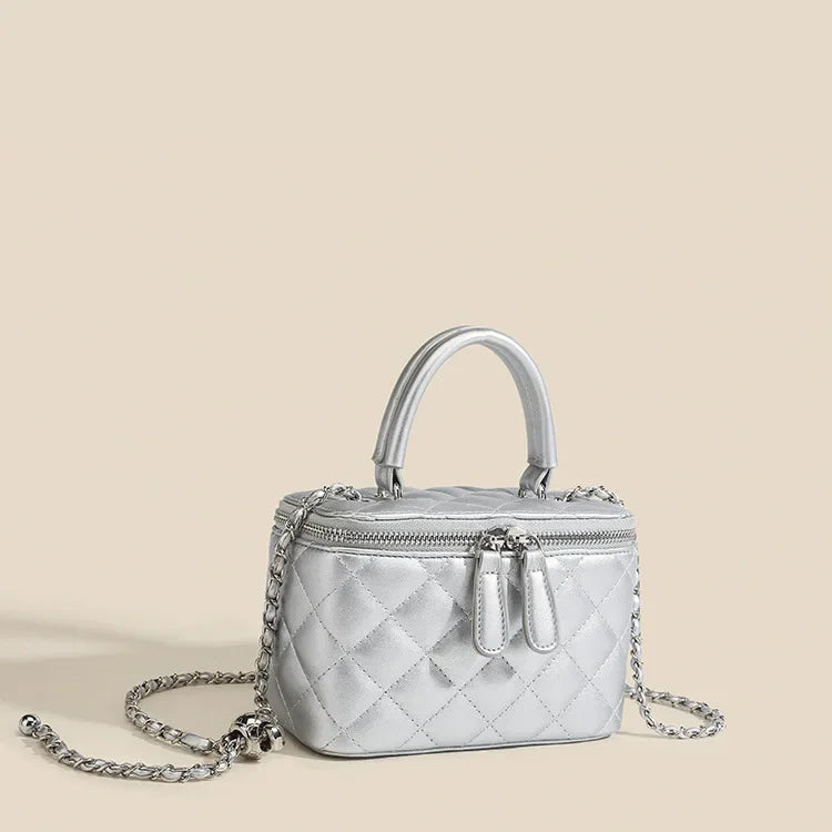 Mini Square Tweed Style Box Bag Chain True Leather 2022 New Women's Crossbody Summer Bag Soft Fashion Wristlet